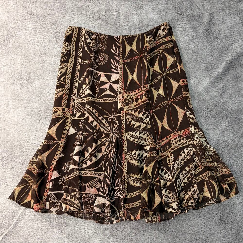 Vintage Floral Flowy Midi Geometric Skirt